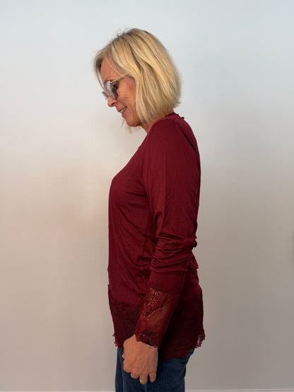 Långärmad Topp Med Spets (Bordo)