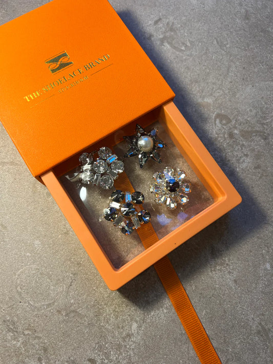 Black & White, Elastic Fit - Crystal Shoe Charm Set (-)