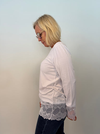 Långärmad Topp Med Spets Light White (White)
