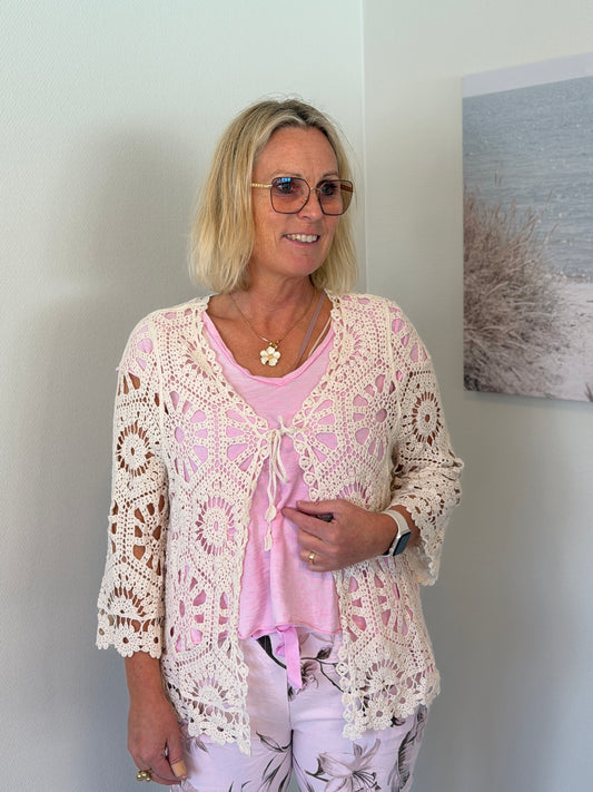 Virkad Cardigan Stone (Ljus)