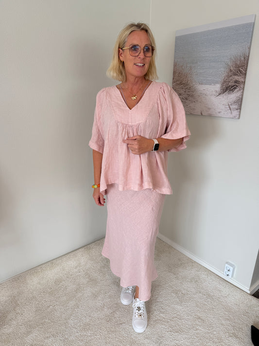 Linnekjol Med Resårmidja (Rosa)