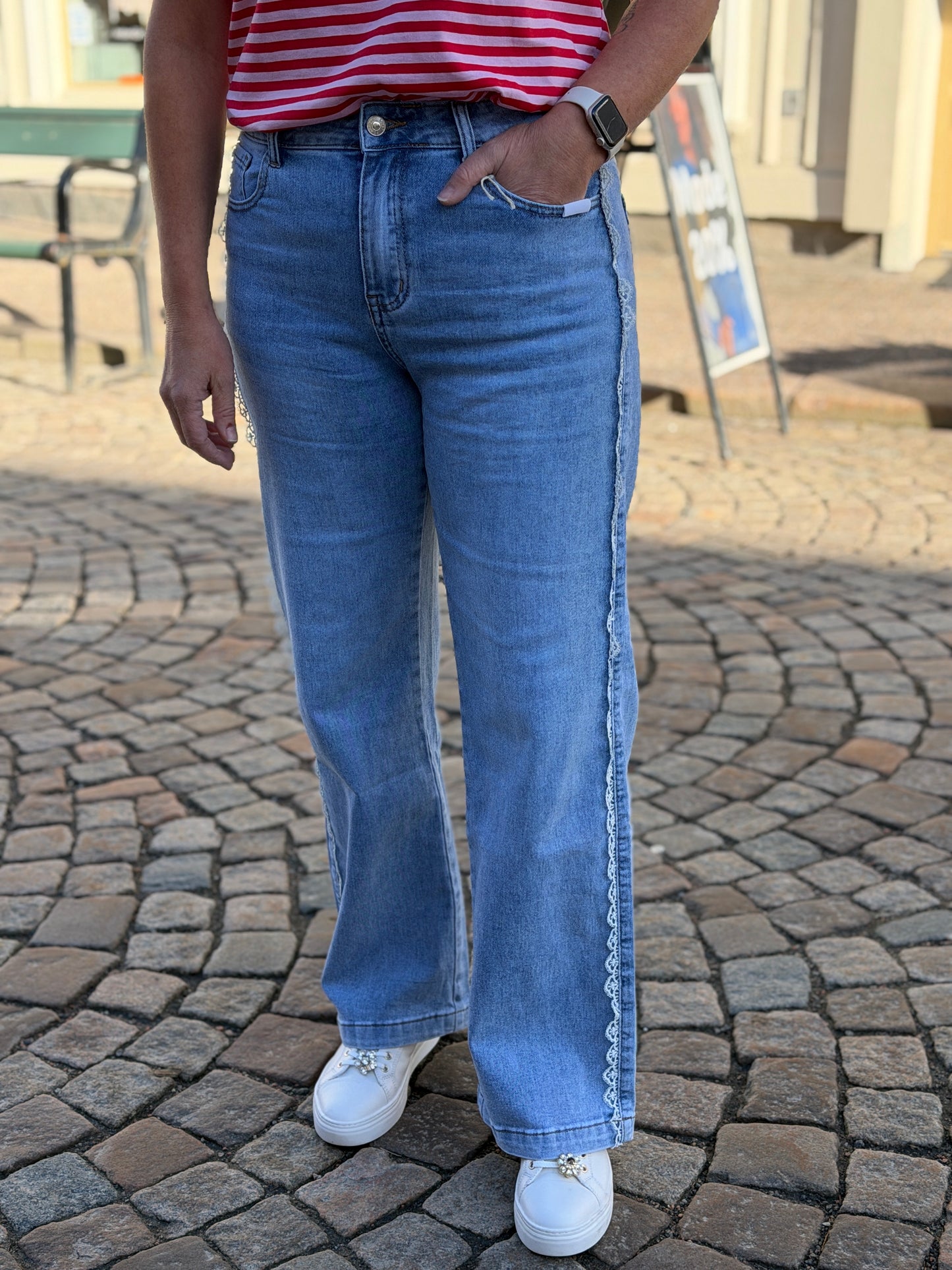 Jeans Med Spets (Blå)