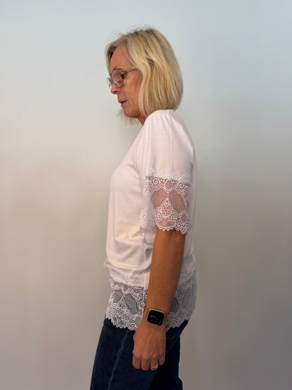 Kortärmad Topp Med Spets (White)