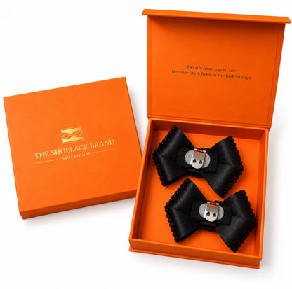 Crystal Bow Shoe Clip (Black)