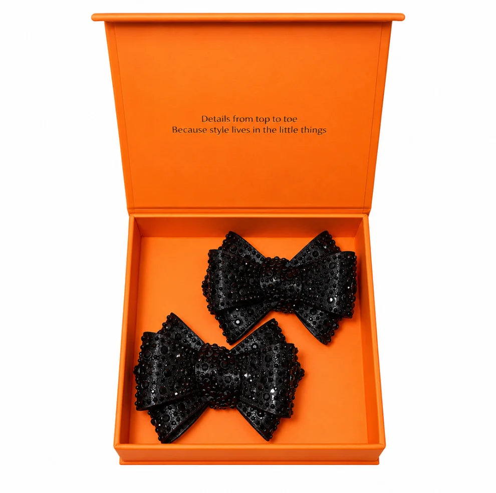 Crystal Bow Shoe Clip (Black)