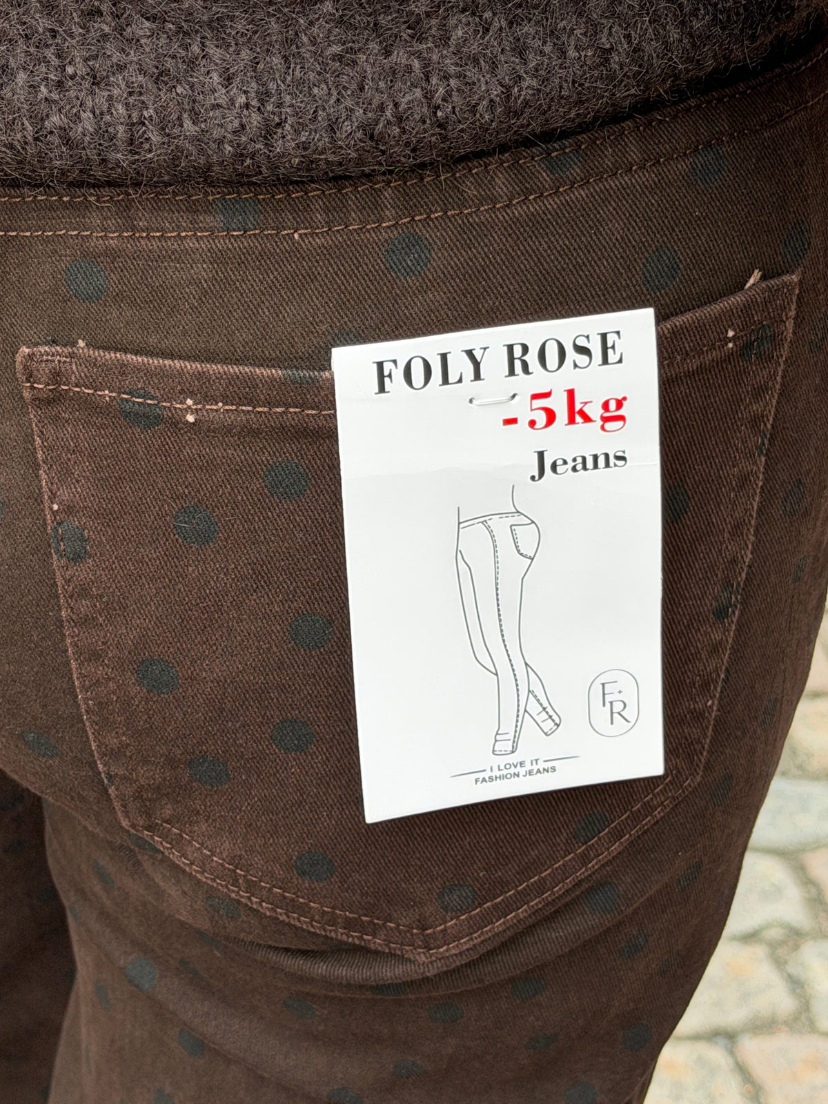 Jeans Med Prickar (Brun)