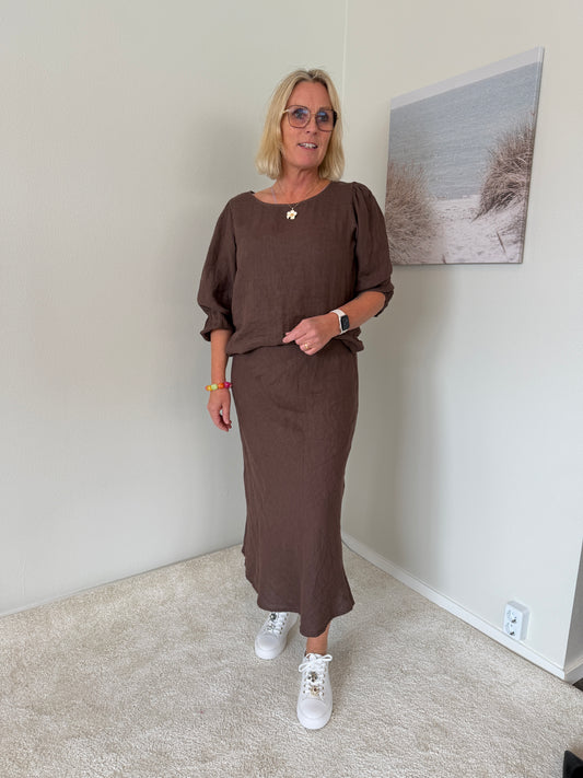 Linnekjol Med Resårmidja (Brun)