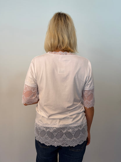 Kortärmad Topp Med Spets (White)