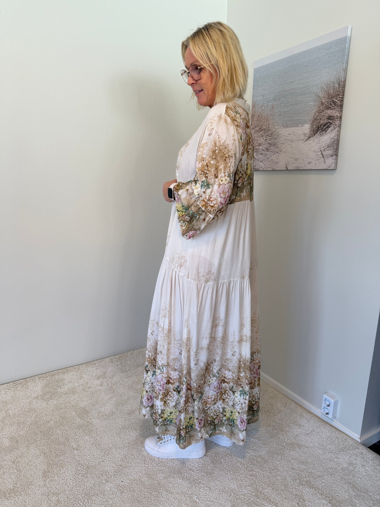 Milano Maxiklänning Flower (Sand)