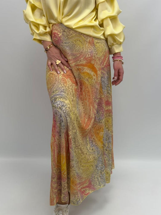Paisleymönstrad Kjol (Gul)