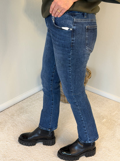 Jeans Straight Leg (Mörkblå)