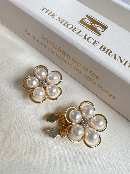 Pearl Flower Button Charm (Gold)