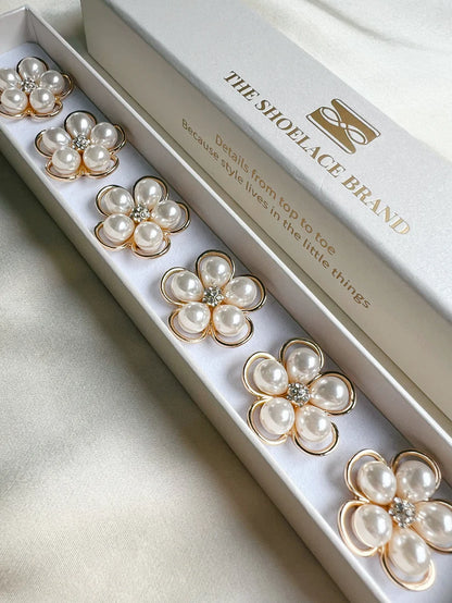 Pearl Flower Button Charm (Gold)