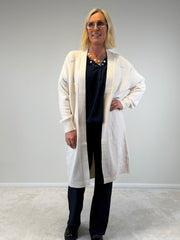 Stickad Lång Kofta (Beige)