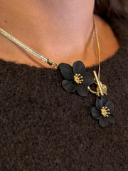 Halsband Blomma (Guld/svart)