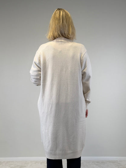 Stickad Lång Kofta (Beige)