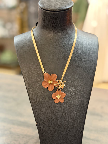 Halsband Blomma (Guld/brun)