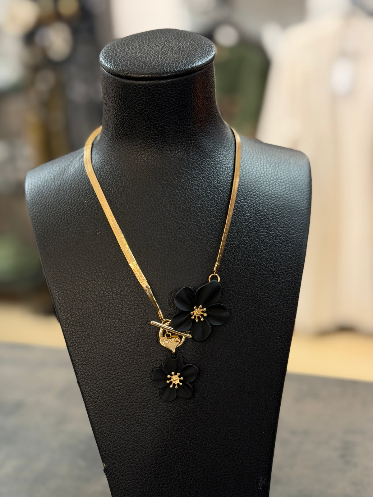 Halsband Blomma (Guld/svart)