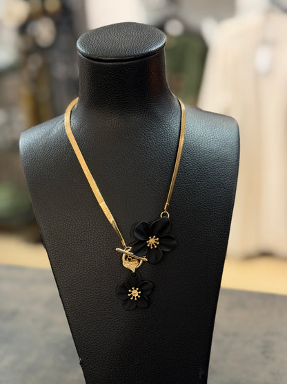 Halsband Blomma (Guld/svart)