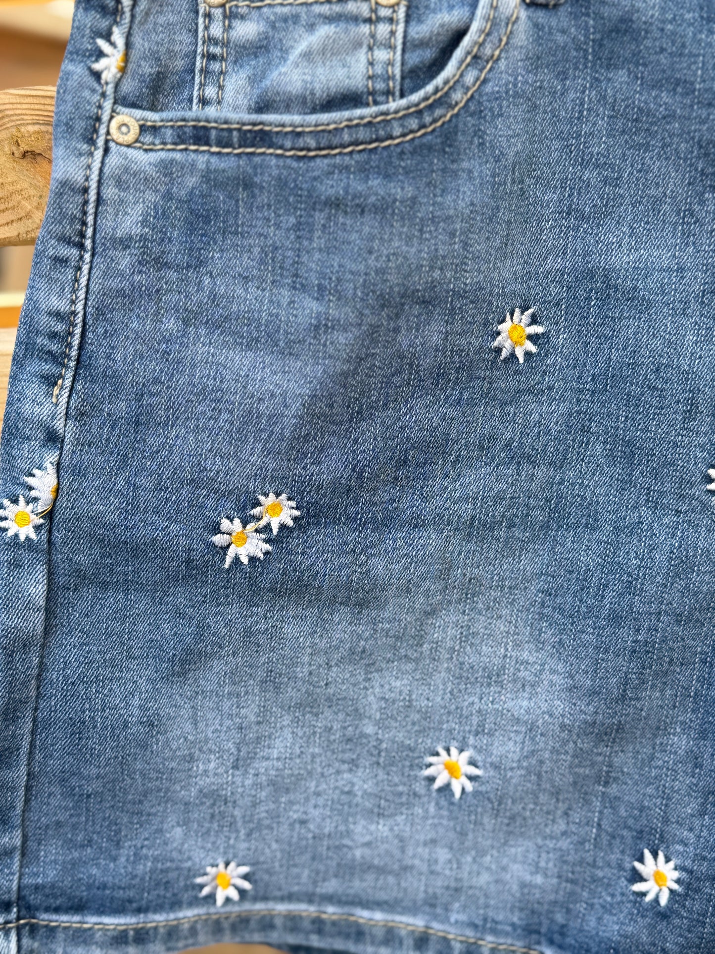 Jeansshorts Med Blomma (Jeansblå)
