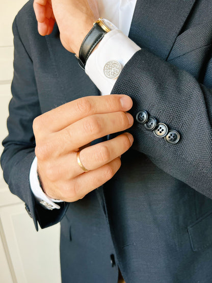 Medallion Cuff Button (Silver)