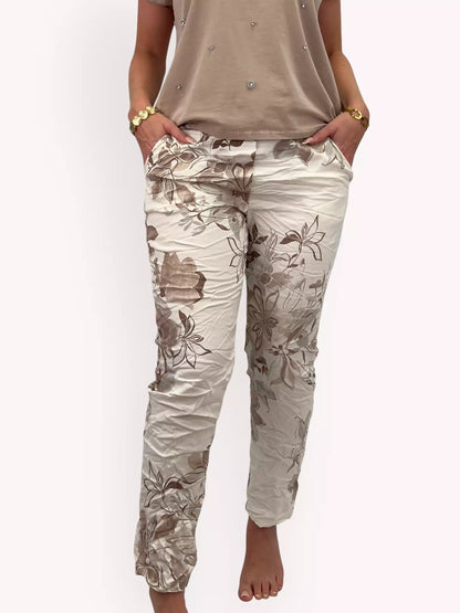 Mirakelbyxa Blommönstrad (Taupe)