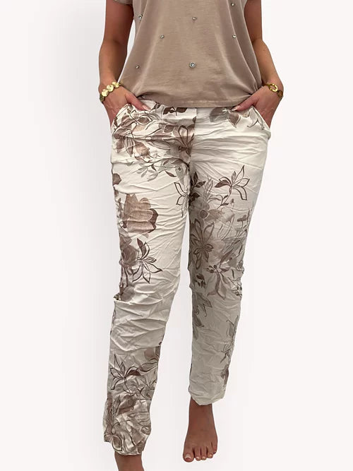 Mirakelbyxa Blommönstrad (Taupe)