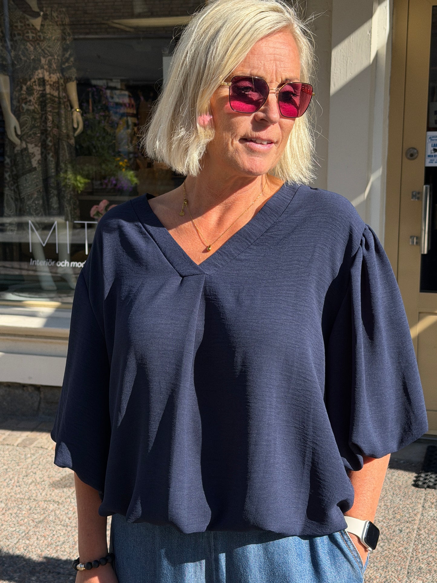 Topp Med Ballongärm (Navy)