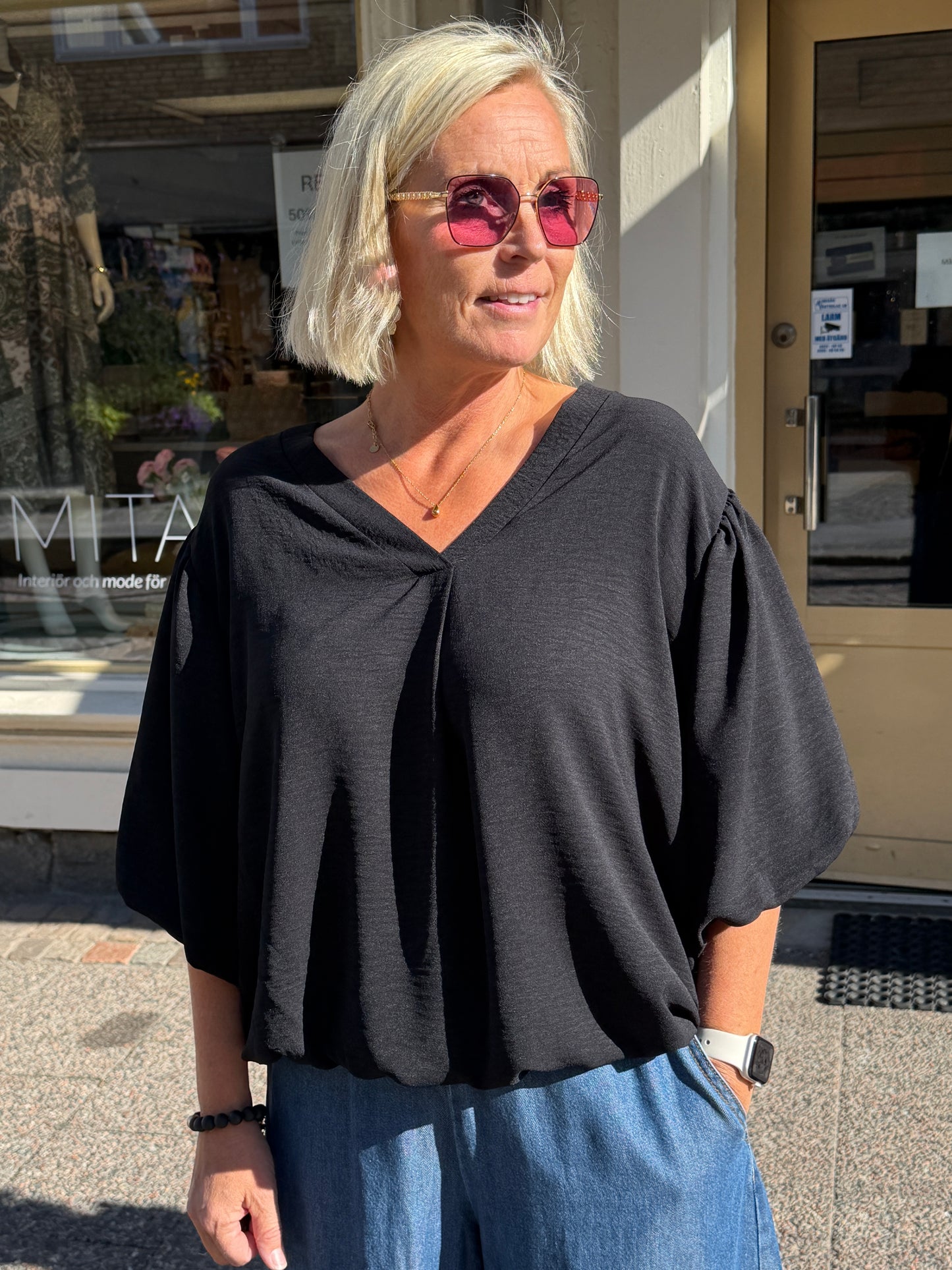 Topp Med Ballongärm (Black)