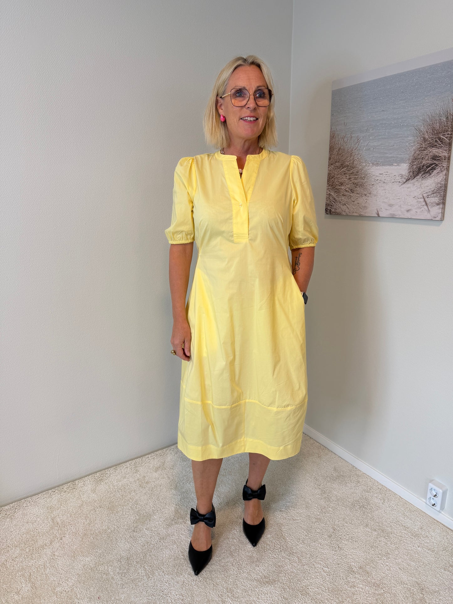 Cuantoinett Ss Placket Dress (Yellow)