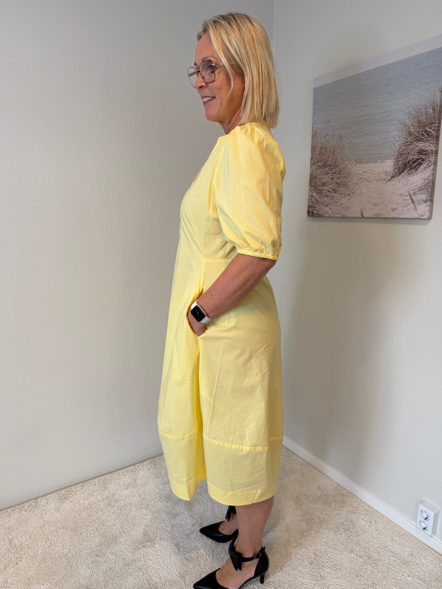 Cuantoinett Ss Placket Dress (Yellow)
