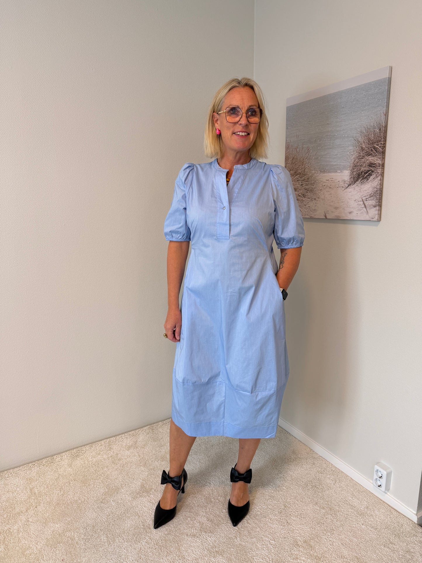 Cuantoinett Ss Placket Dress (Blue)