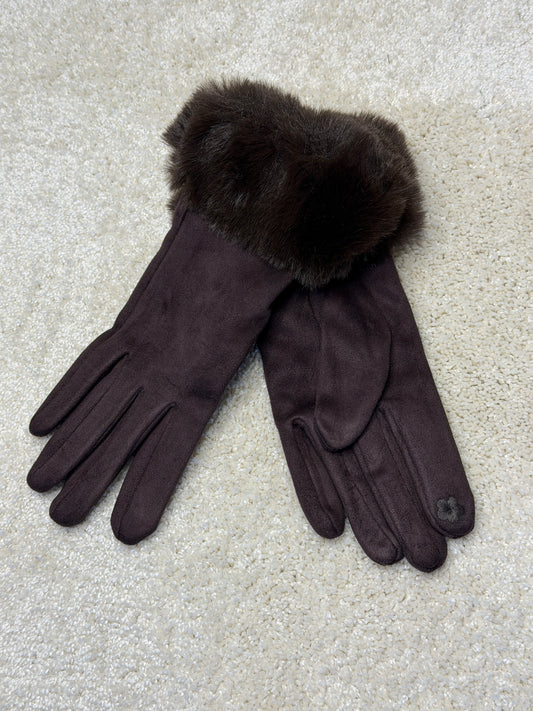 Fingervantar I Fuskpäls (Brun)